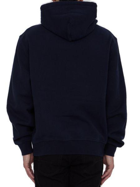 BURBERRY Navy Blue Hoodie with Equestrian Knight Embroidery