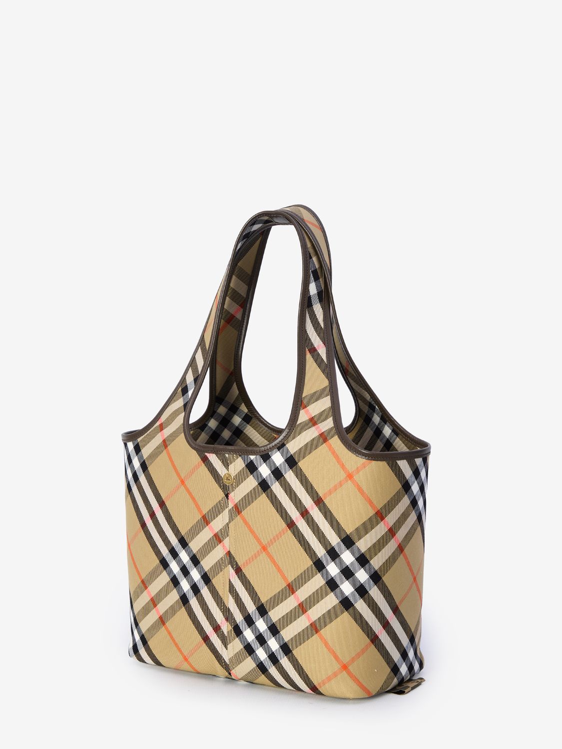 BURBERRY Checkered Design Mini Tote Handbag with Zip Closure