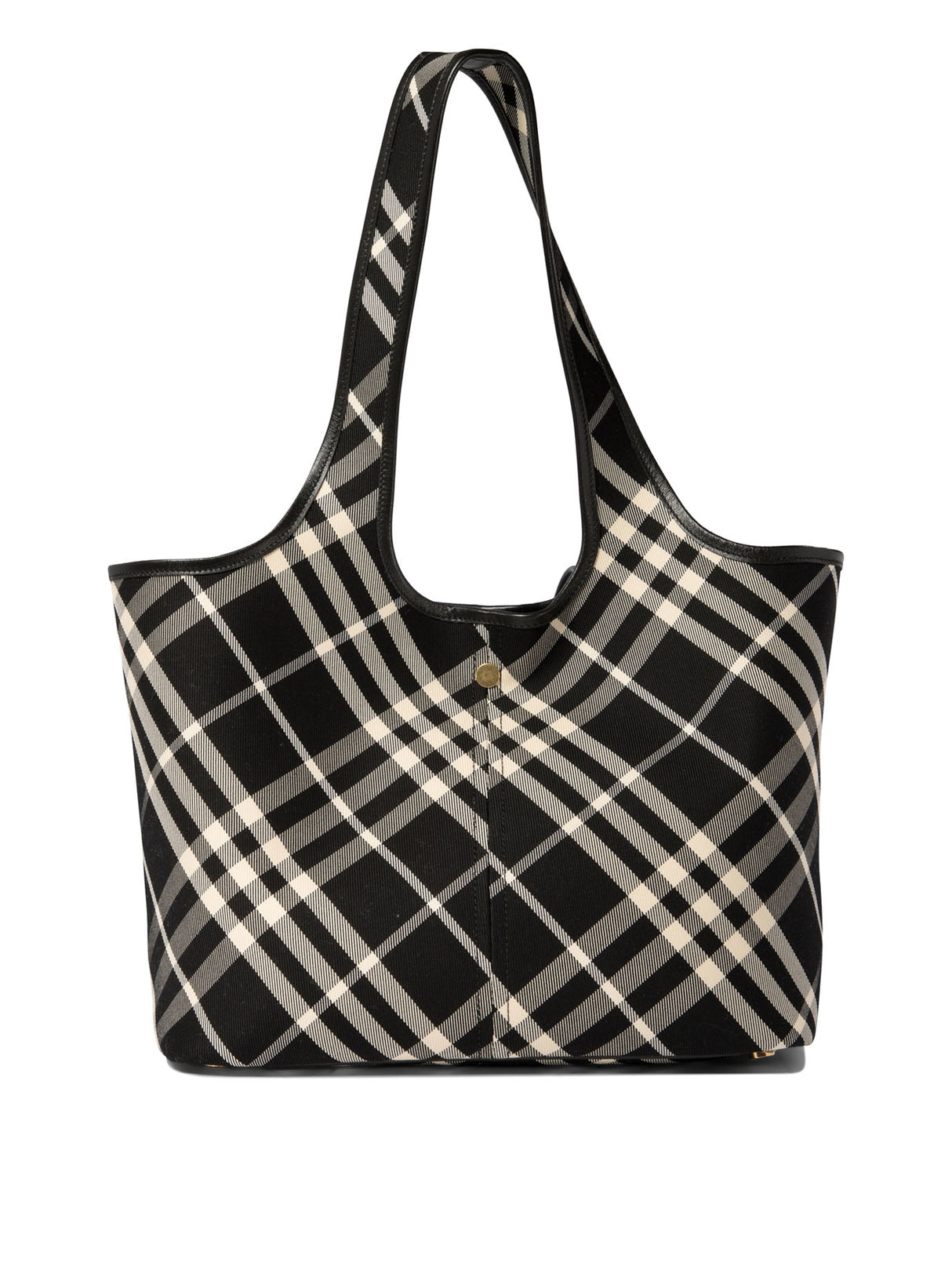 BURBERRY Checkered Small Cotton Shoulder Tote