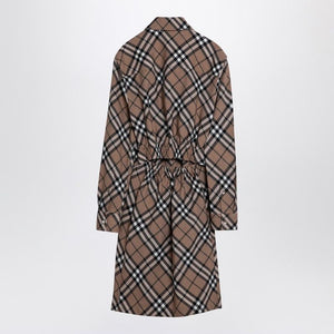 BURBERRY Check Wool Blend Midi Dress with Belt