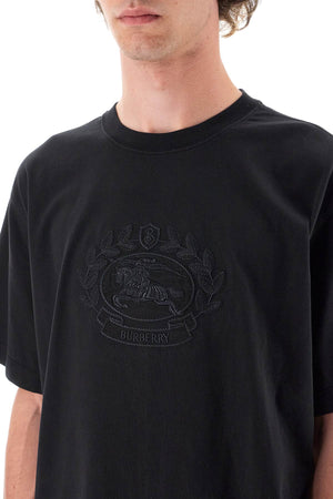 BURBERRY Embroidered Emblem Organic Cotton T-Shirt