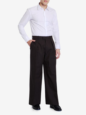 BURBERRY Large Fit Pleated Wool Trousers