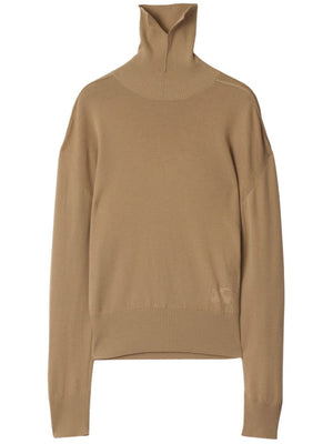 BURBERRY High Neck Brown Wool Sweater for Women