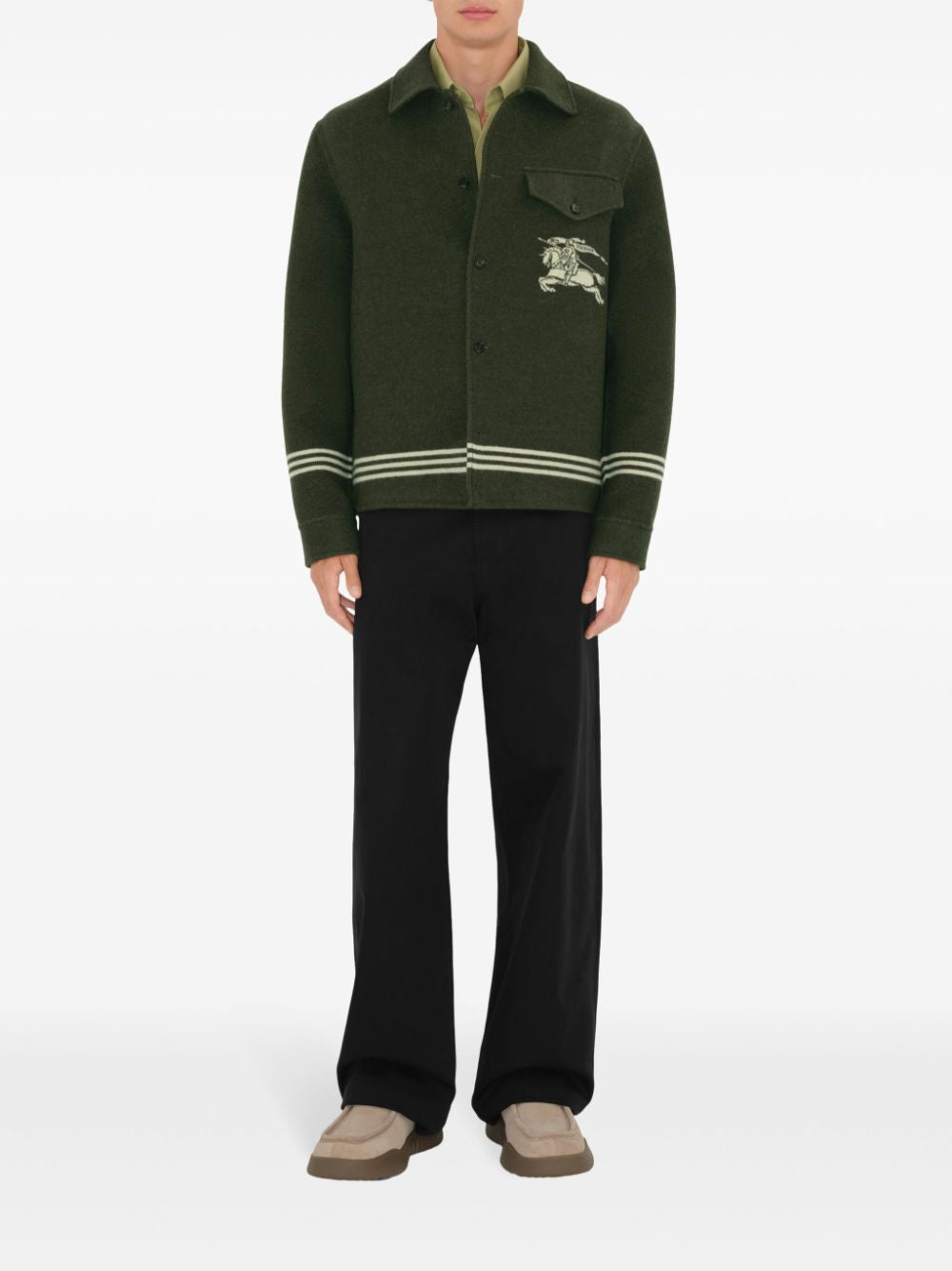 BURBERRY Double-Faced Wool Overshirt with Equestrian Emblem