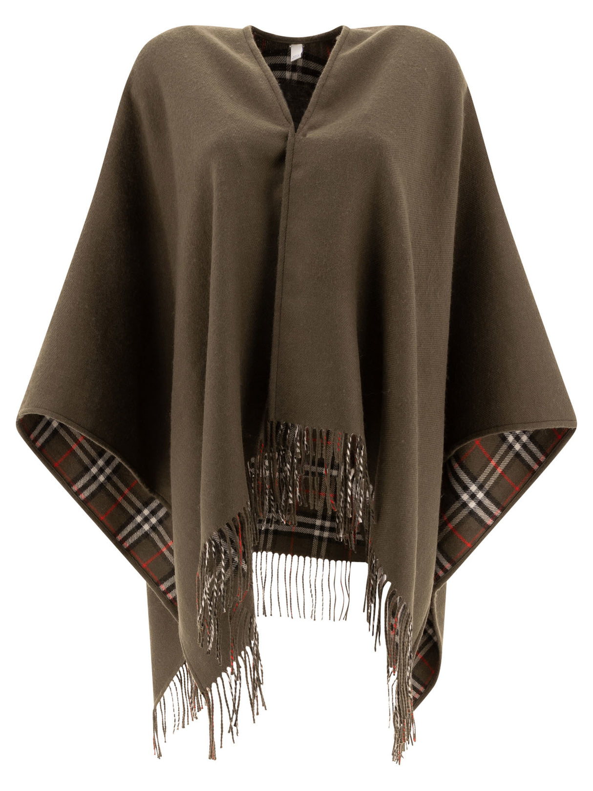 BURBERRY Reversible Cape in Check Wool - 130X130 CM