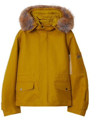 BURBERRY Mini Yellow Cotton Twill Parka Jacket for Women