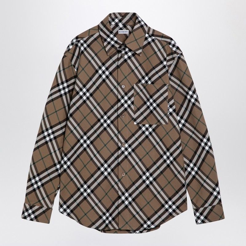 BURBERRY Classic Beige Check Cotton Shirt for Men