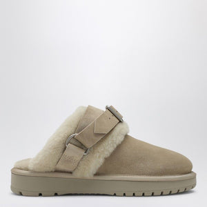 BURBERRY Chic Suede and Shearling Flat with Buckle Strap