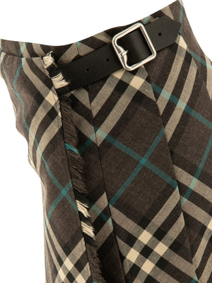 BURBERRY Checkered Wool Blend Mini Skirt