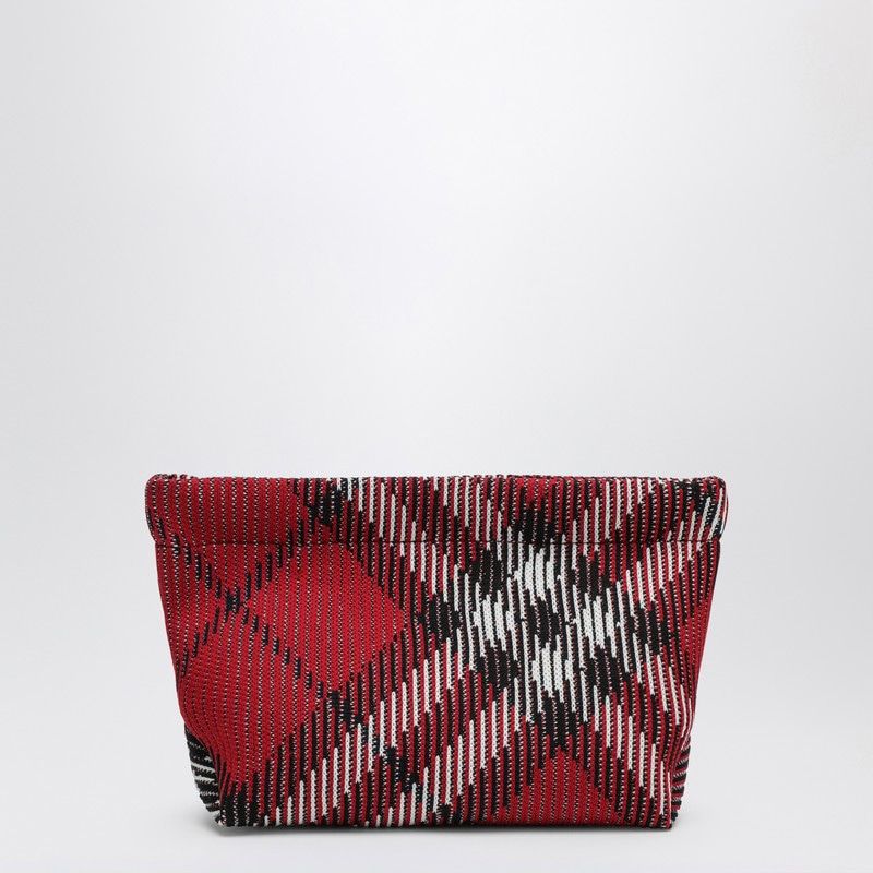 BURBERRY Elegant Red Check Clutch Handbag