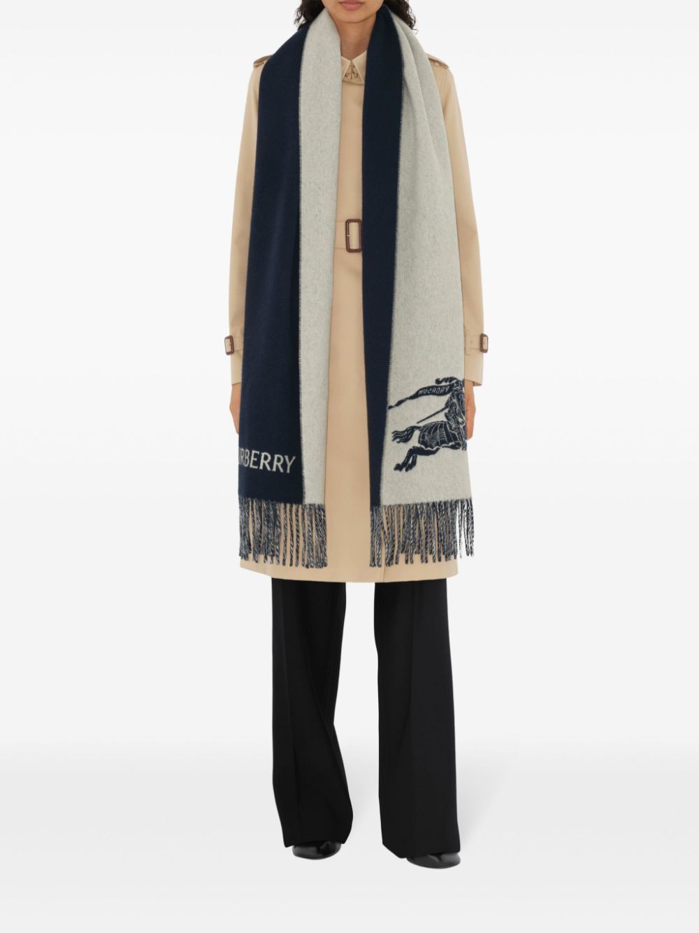 BURBERRY Knight Patterned Cashmere Scarf