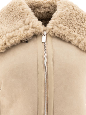 BURBERRY Relaxed Fit Shearling Jacket for Women - FW24 Collection