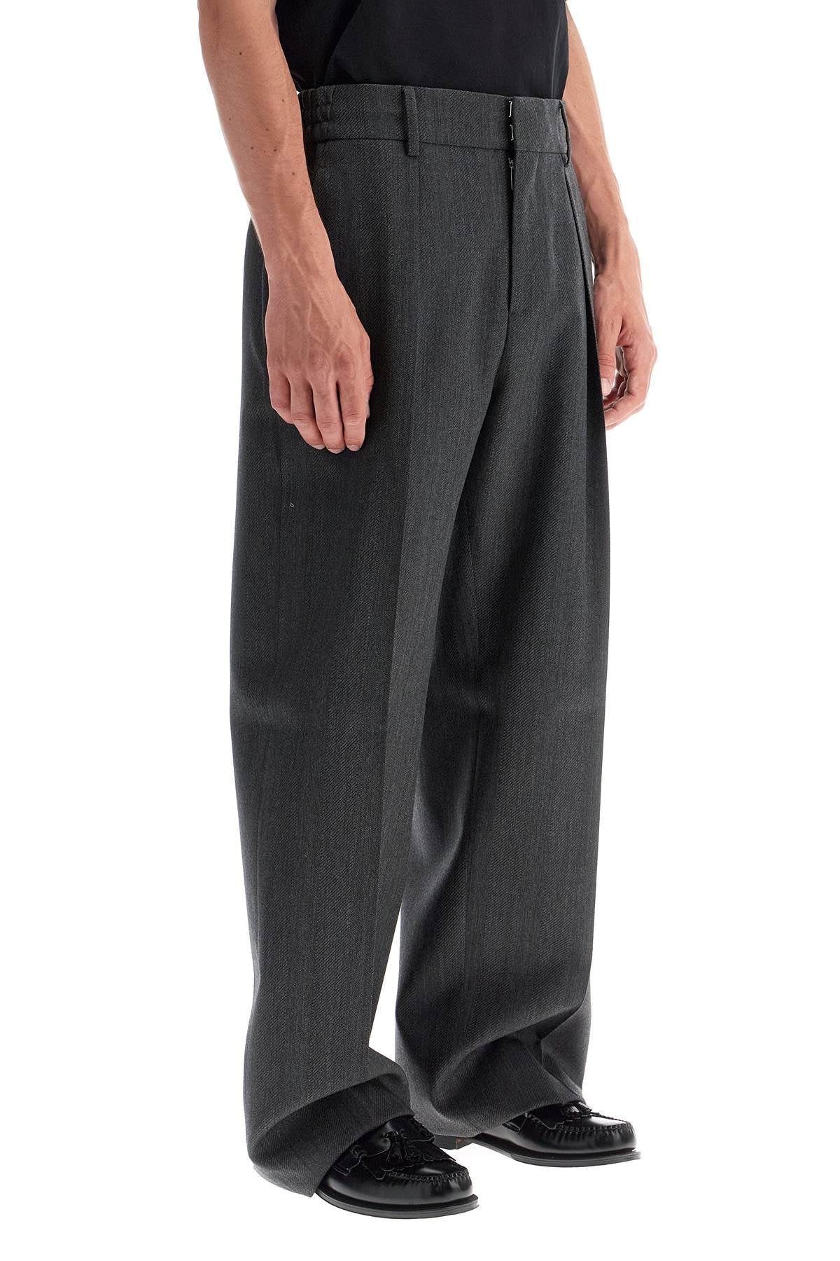 BURBERRY Elegant Wide-Leg Woolen Checkered Trousers