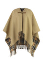 BURBERRY Women's Wool Cape with Leather Accents