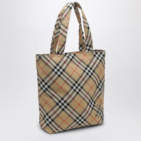 BURBERRY Mini Sand Check Tote Handbag