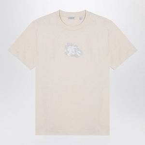 BURBERRY Ivory Cotton T-Shirt with Logo Print for Men