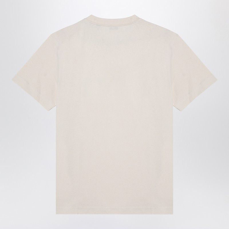 BURBERRY Ivory Cotton T-Shirt with Logo Print for Men