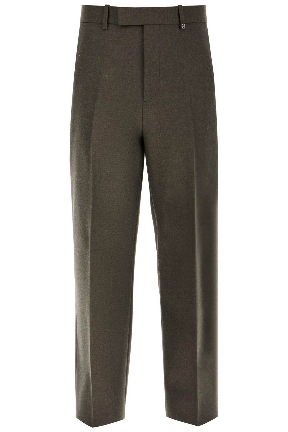 BURBERRY Wool Twill Trousers - Straight Wide Fit, Size 48