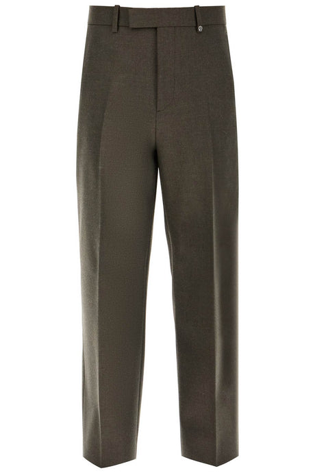 BURBERRY Wool Twill Trousers - Straight Wide Fit, Size 48