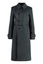 BURBERRY Long Ash-Colored Cotton and Nylon Trench Jacket for Women