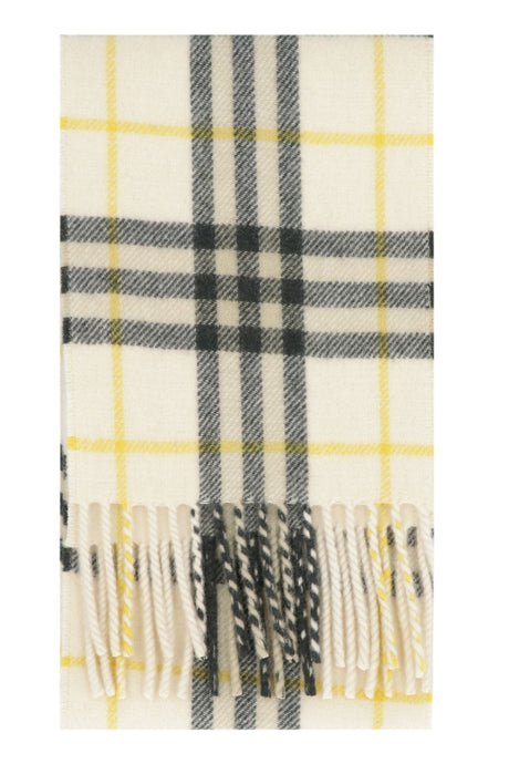 BURBERRY  YELLOW AND GREEN CHECK CASHMERE SCARF