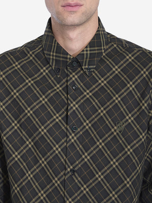 BURBERRY Military Green Check Cotton Shirt for Men