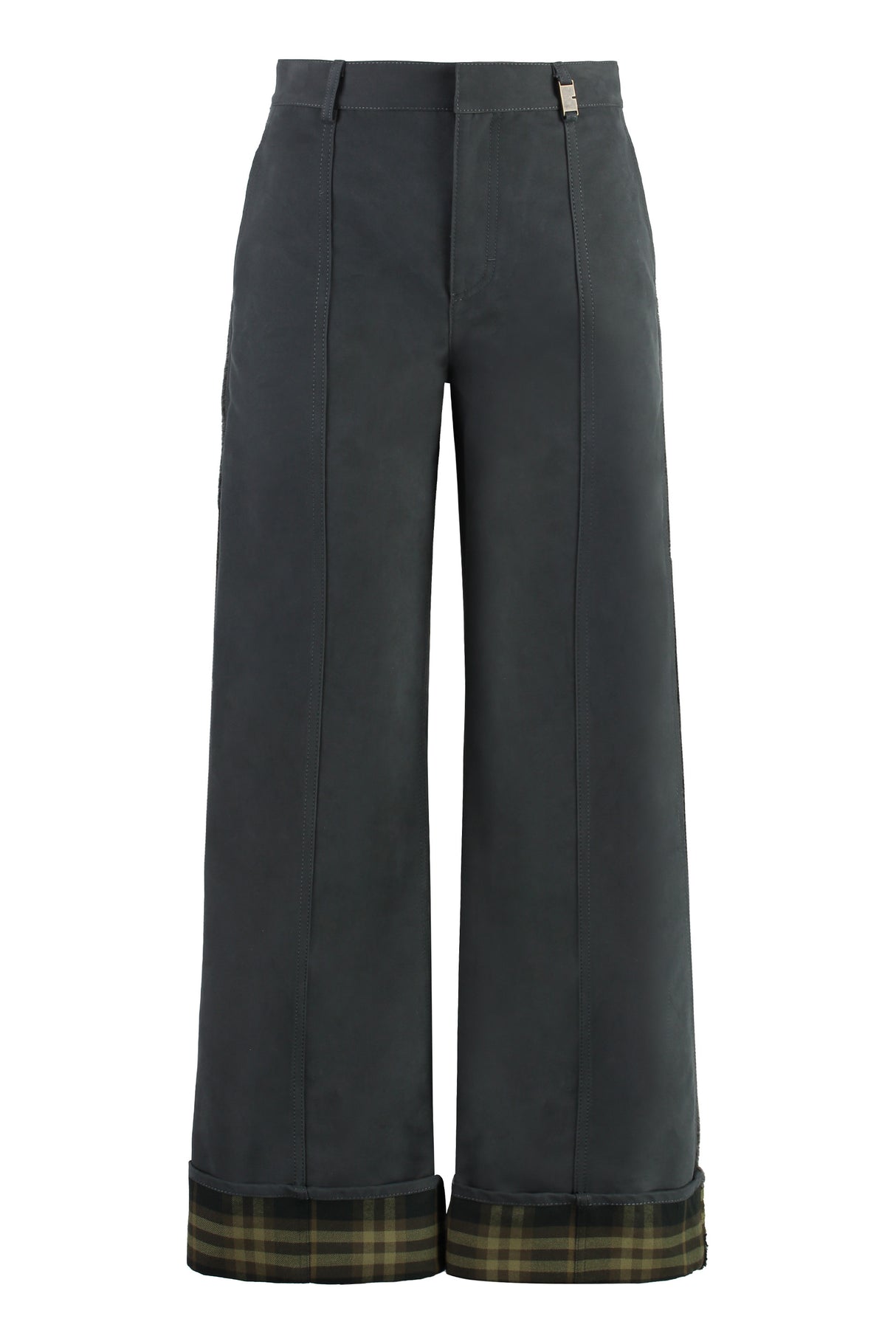 BURBERRY Cotton Blend Roll-Up Trousers for Women