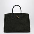 BURBERRY Medium Suede Equestrian Tote Handbag