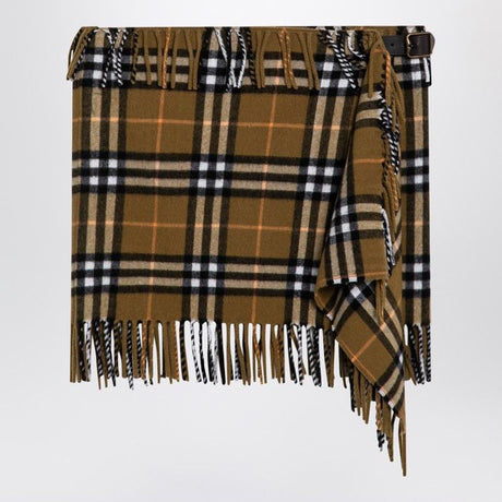 BURBERRY Check Pattern Wool & Cashmere Mini Scarf Skirt