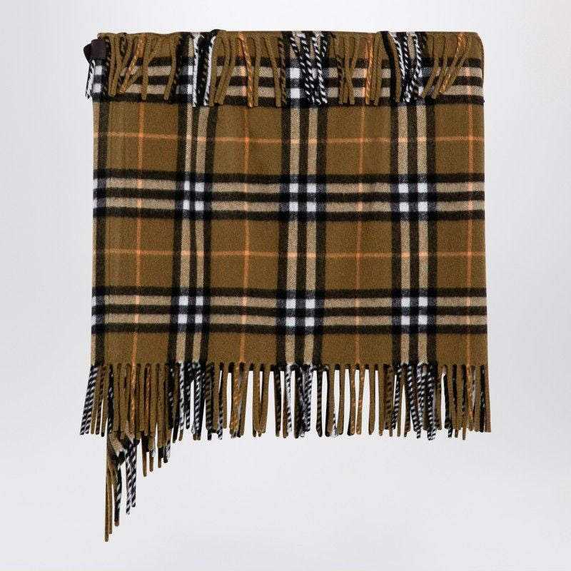 BURBERRY Check Pattern Wool & Cashmere Mini Scarf Skirt