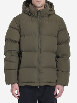 BURBERRY Men's Relaxed Fit Puffer Jacket with Detachable Sleeves