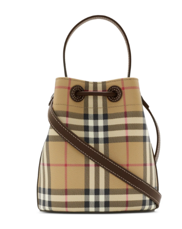 BURBERRY Chic 100% Leather Drawstring Handbag