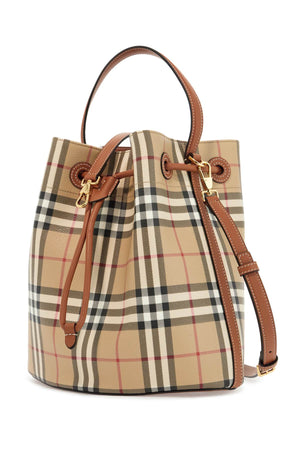 BURBERRY Mini Canvas Check Print Bucket Handbag