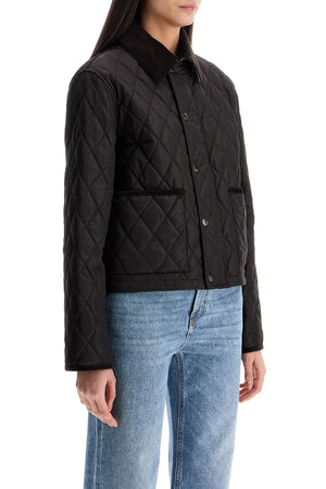 BURBERRY Mini Quilted Nylon Cropped Jacket with Velvet Collar