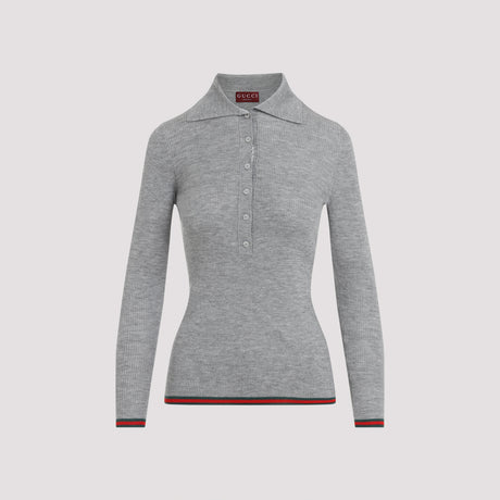 GUCCI Cashmere and Silk Polo Knit Top for Women