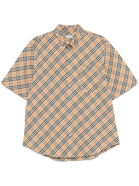 BURBERRY Check Motif Button-Down Shirt for Men