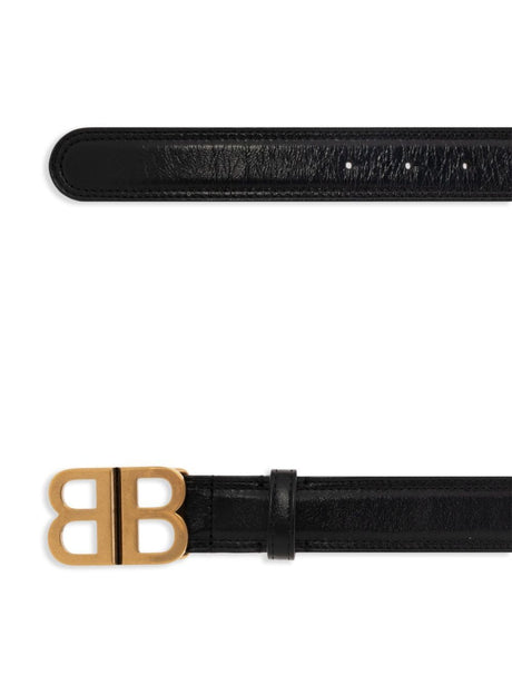 BALENCIAGA Soft Leather Belt with Antique Gold Buckle