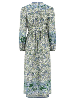 ZIMMERMANN Green Paisley Plunge Midi Dress