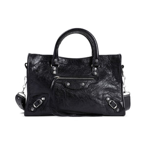 BALENCIAGA Elegant City Mini Handbag - Black Calf Leather, 30x19x10 cm