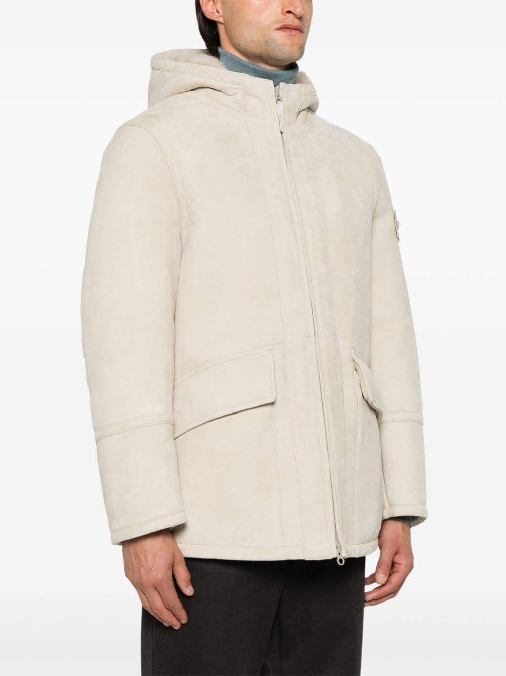 STONE ISLAND Suede Hooded Jacket for Men - Fall/Winter 2024