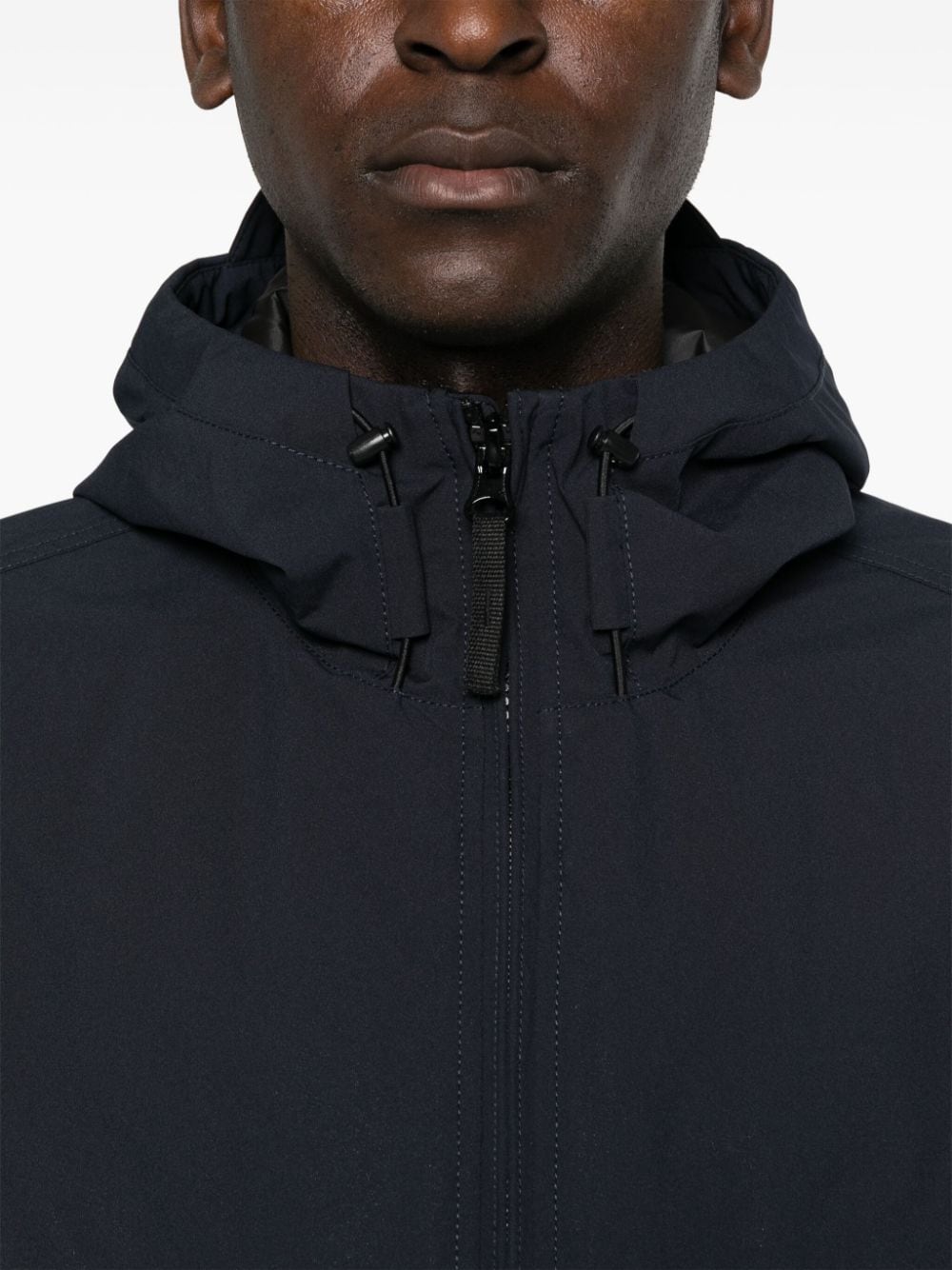 STONE ISLAND Navy Blue Hooded Down Jacket