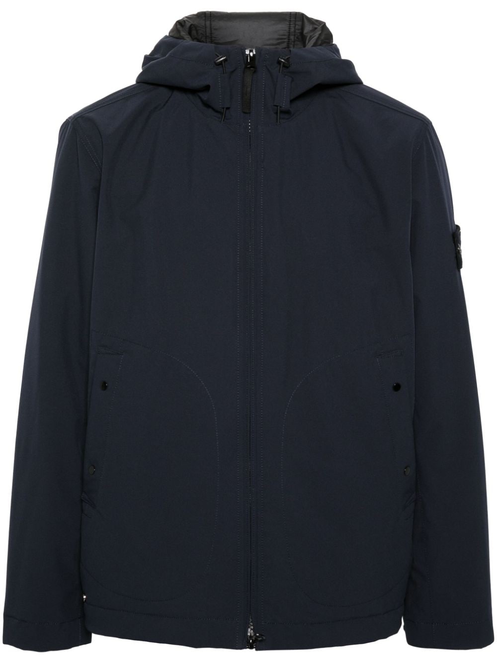 STONE ISLAND Navy Blue Hooded Down Jacket