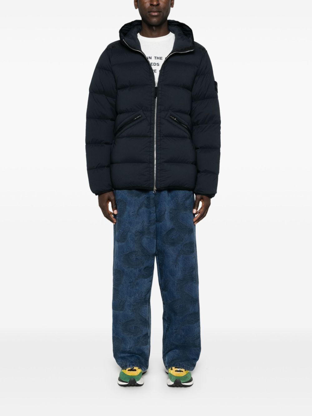 STONE ISLAND Navy Blue Real Down Winter Jacket