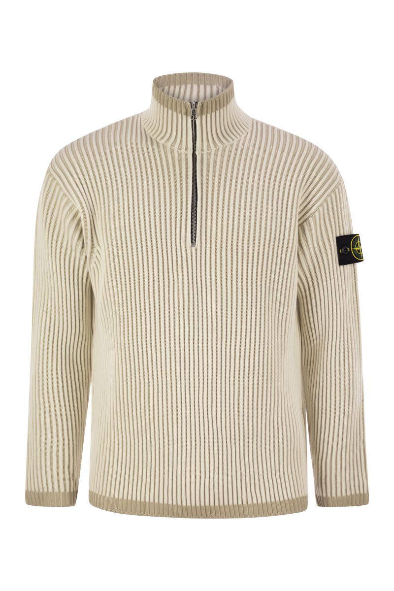 STONE ISLAND Men's Half-Zip Rib Knit Wool Jumper