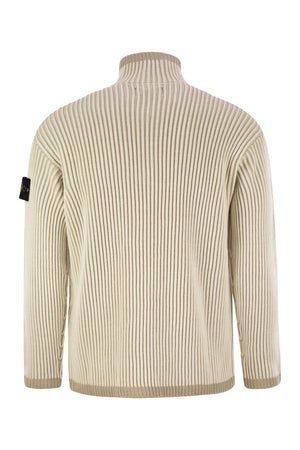 STONE ISLAND Men's Half-Zip Rib Knit Wool Jumper