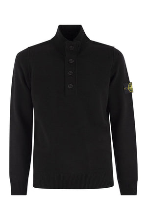 STONE ISLAND Refined Wool-Blend Buttoned Turtleneck Sweater