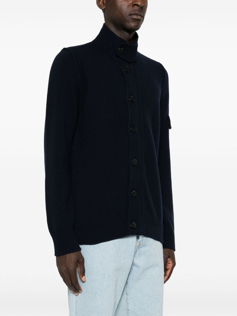 STONE ISLAND Elevated Wool-Blend High Neck Cardigan