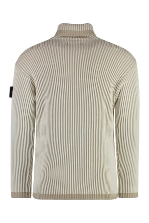 STONE ISLAND Virgin Wool Ribbed Turtleneck Sweater for Men - FW24