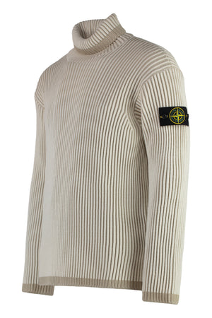 STONE ISLAND Virgin Wool Ribbed Turtleneck Sweater for Men - FW24