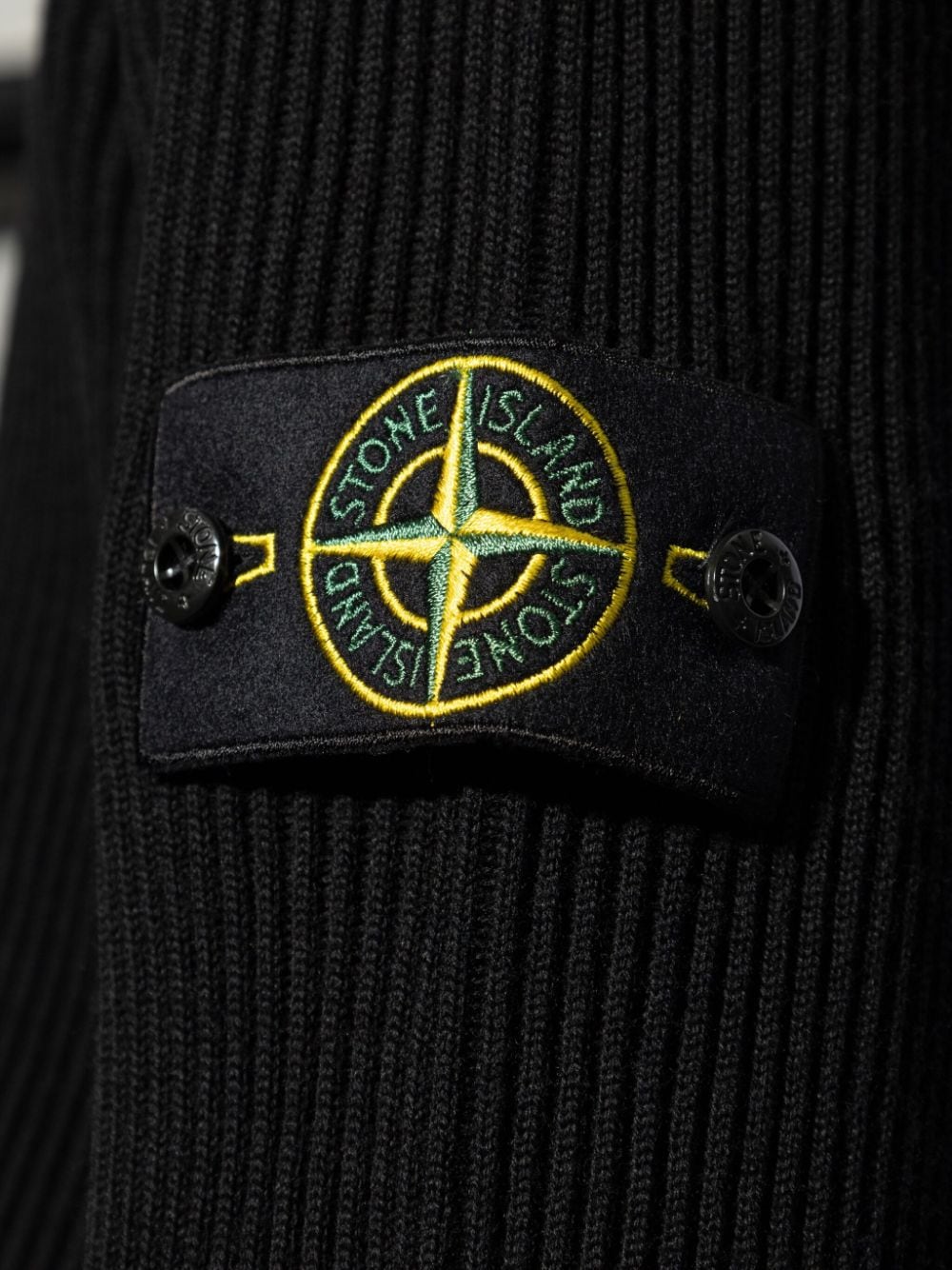 STONE ISLAND Elevated High-Neck Black Wool Sweater